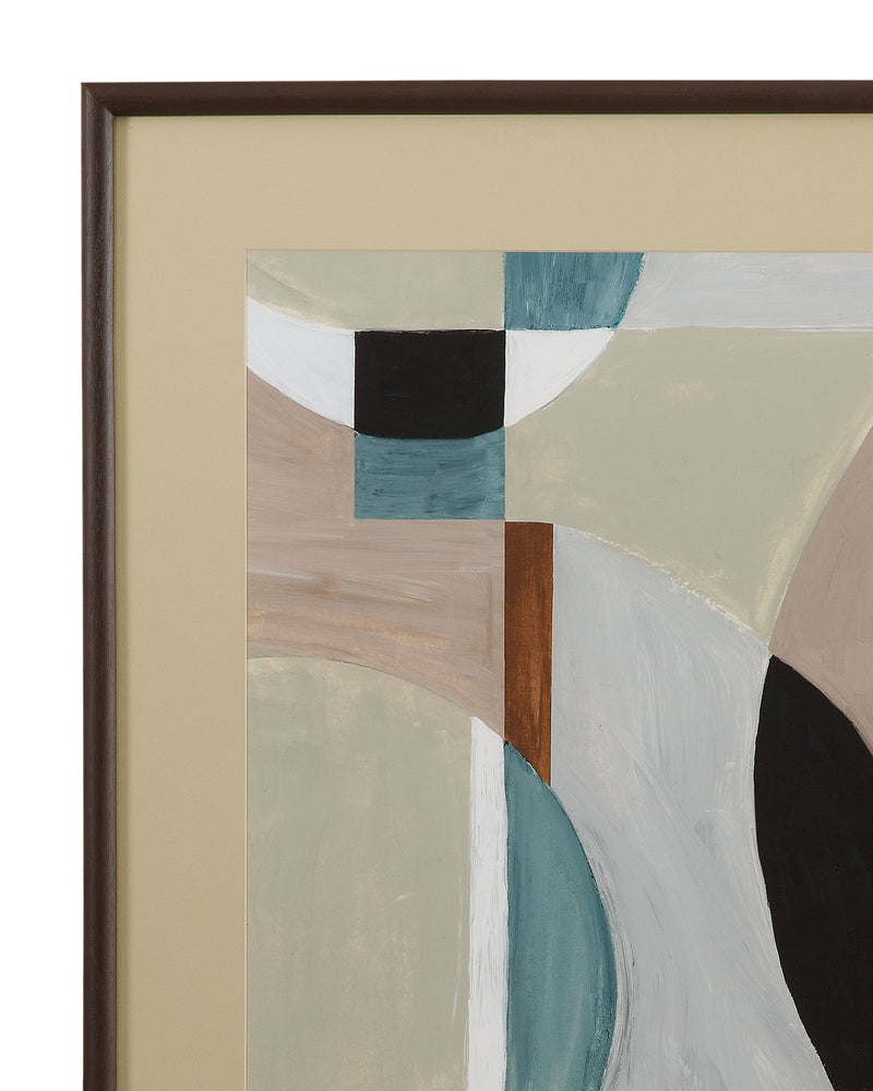 Curved Vision Contours Framed Print - Light Brown