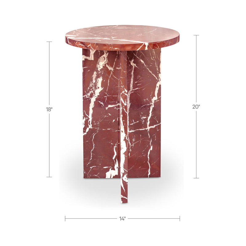 Grace - Accent Table Levante Marble - Red / Rosso