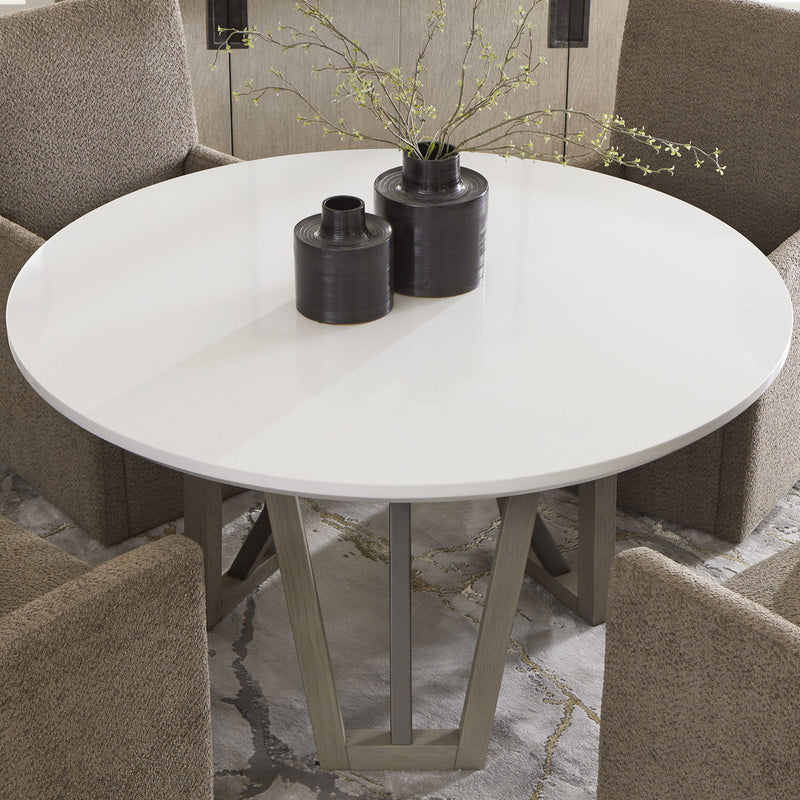 Pure Modern Dining - 54" Round Table With Wood Base - Moonstone