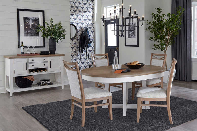 Americana Modern Dining - Round Dining Table With Extensions - Cotton
