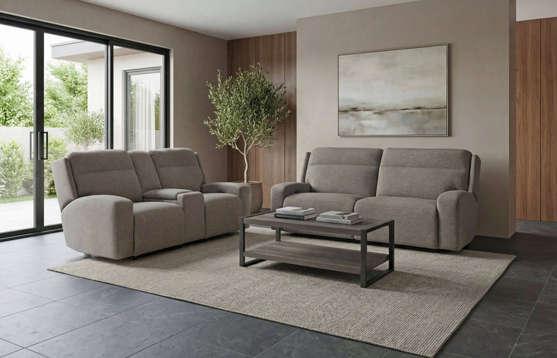 Caleb - Power Headrest Power Reclining Console Loveseat With Zero Gravity - Raisin