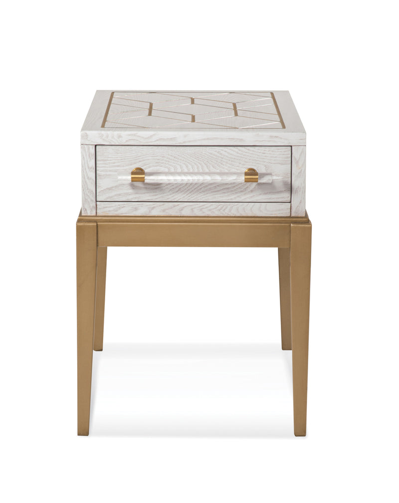 Perrine - Chairside Table - White / Gold