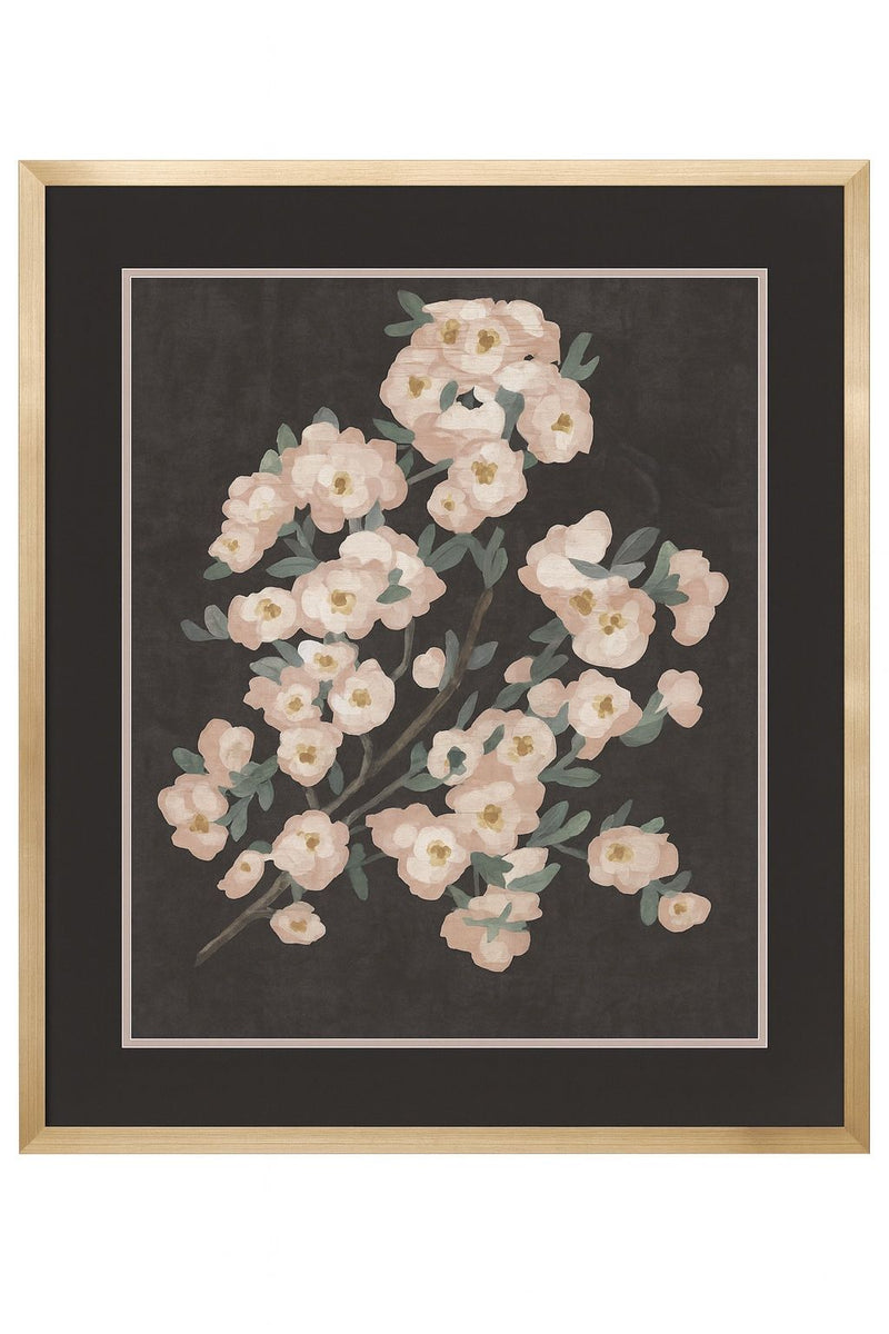 Branch Burgundy I Framed Print - Pink / Green / Brown