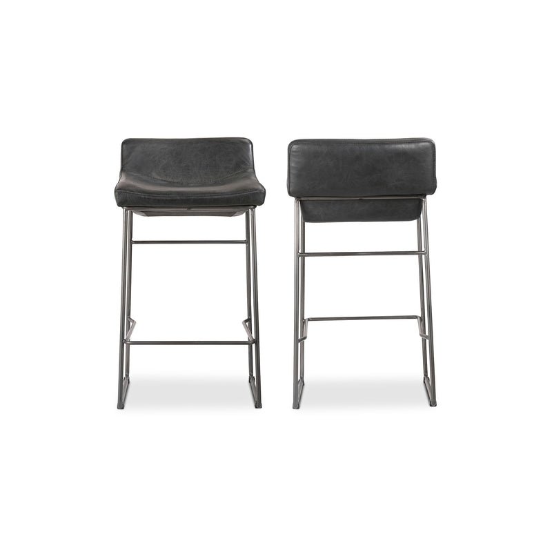 Starlet - Counter Stool Leather (Set of 2) - Onyx Black
