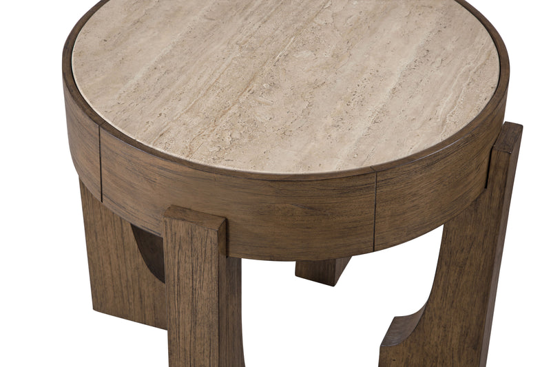 Canyon - End Table - Espresso / Travertine