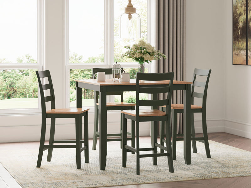 Gesthaven - Dining Room Counter Table Set (Set of 5) - Natural / Green