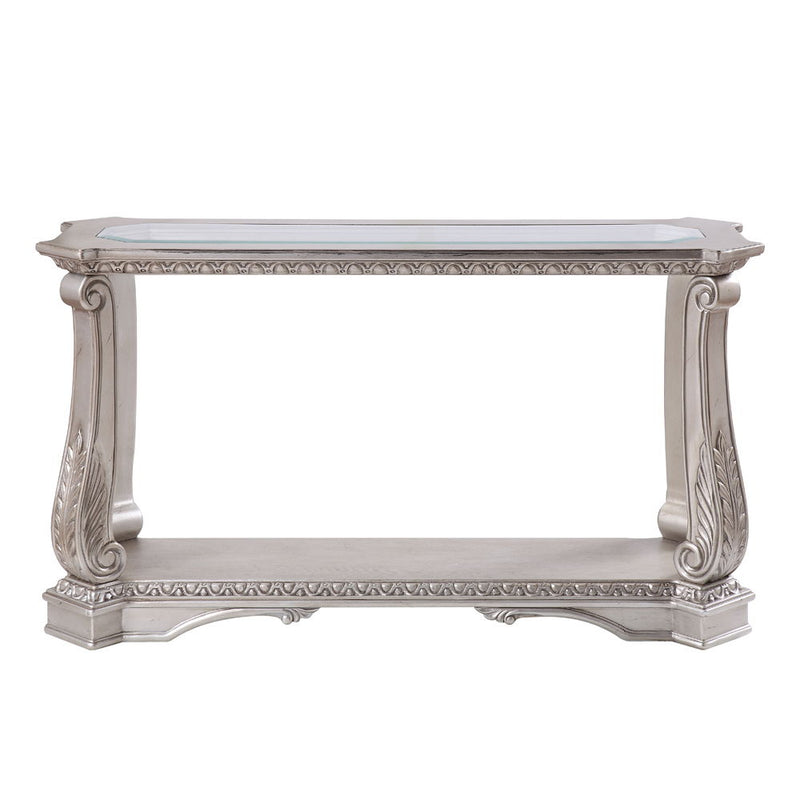 Northville - Sofa Table - Clear Glass & Antique Silver