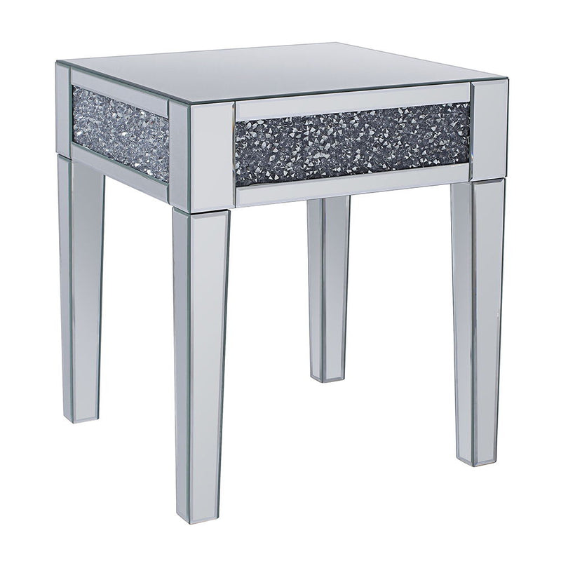 Noralie - 20" End Table - Mirrored & Faux Diamonds