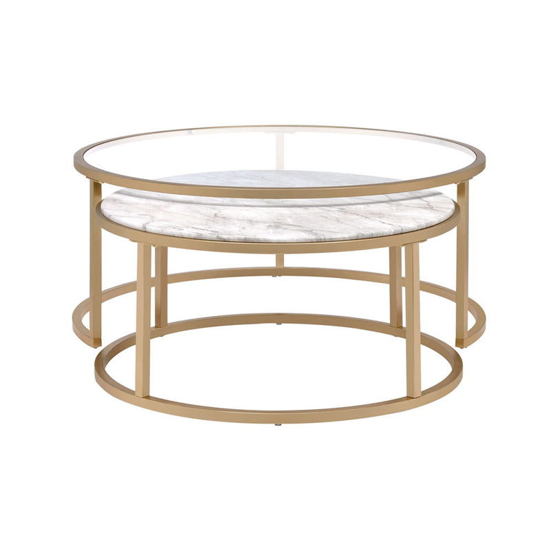 Shanish - Nesting Table Set - Faux Marble Top & Gold