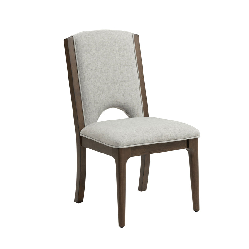 Athens - Upholstered Dining Chair (Set of 2) - Light Gray / Chocolate Brown