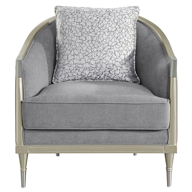 Fernando - Chair With Pillow - Gray Chenille & Champagne
