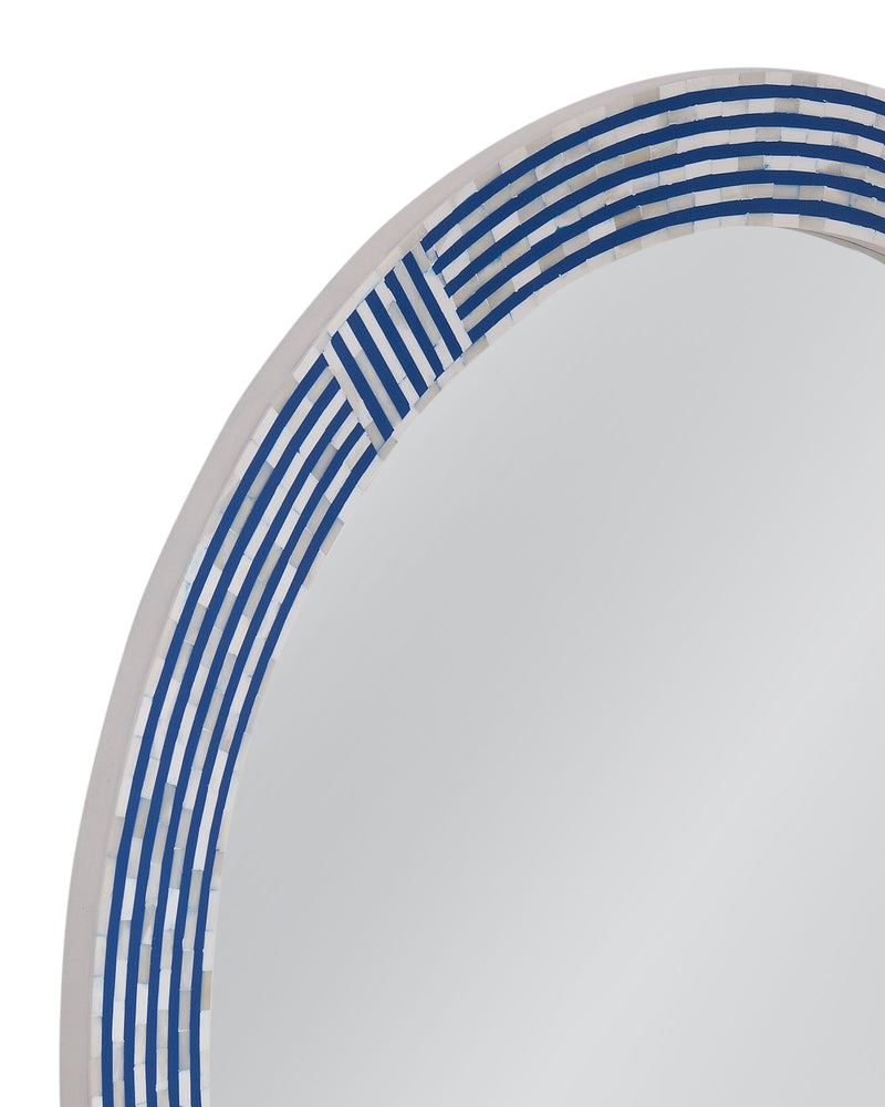 Blue Circle - Wall Mirror - Blue / Cream