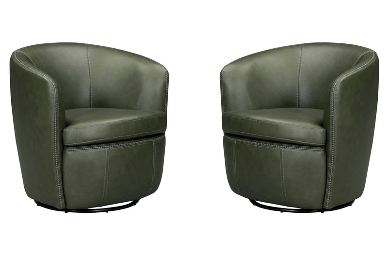Barolo - 100% Italian Leather Swivel Club Chair (Set of 2)