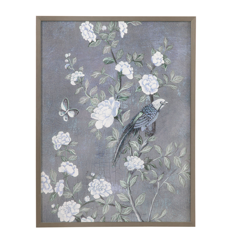 Birds & Blooms I Framed Print - Dark Gray