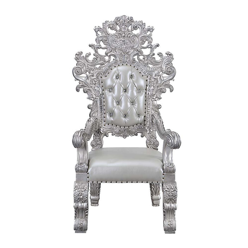 Valkyrie - Arm Chair (Set of 2) - Synthetic Leather & Antique Platinum