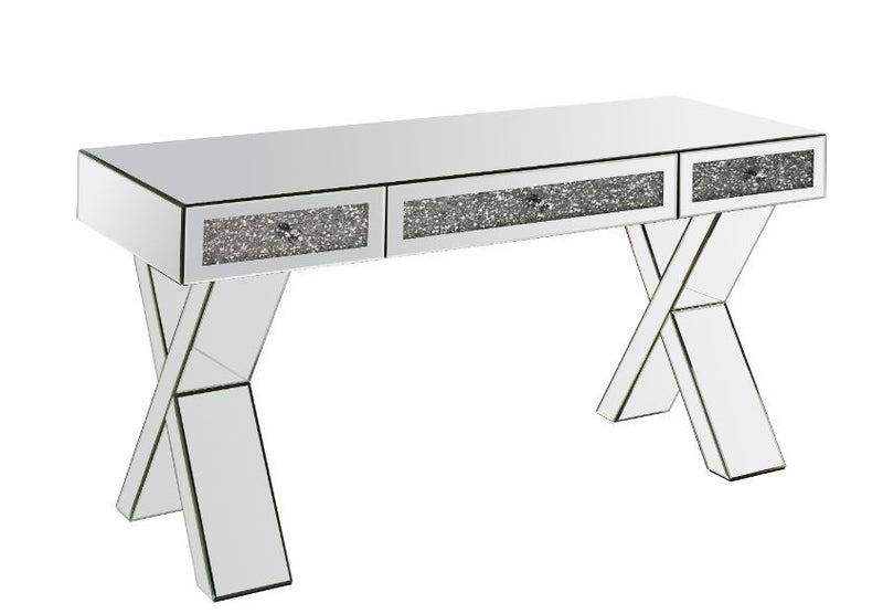 Noralie - 32" Writing Desk - Mirrored & Faux Diamonds