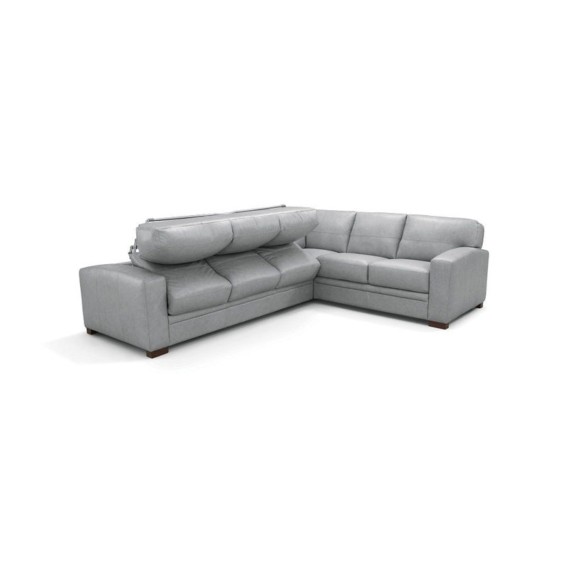 Goma - Sectional Sofa With Sleeper - Light Gray Top Grain Leather