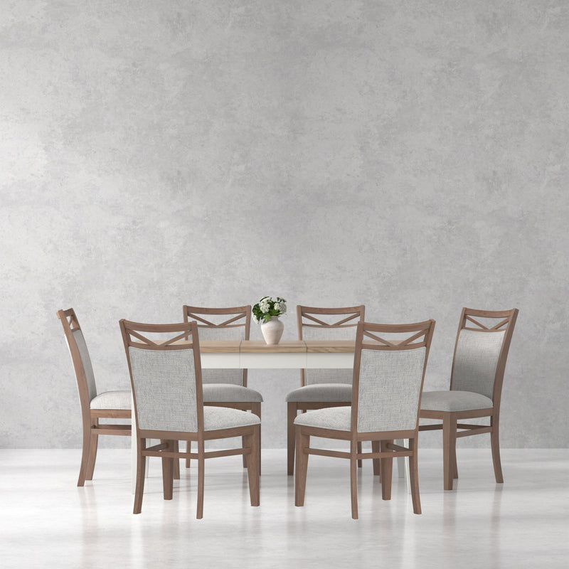 Americana Modern Dining - Rectangular Extendable Dining Table With 6 Upholstered Dining Chairs - Cotton
