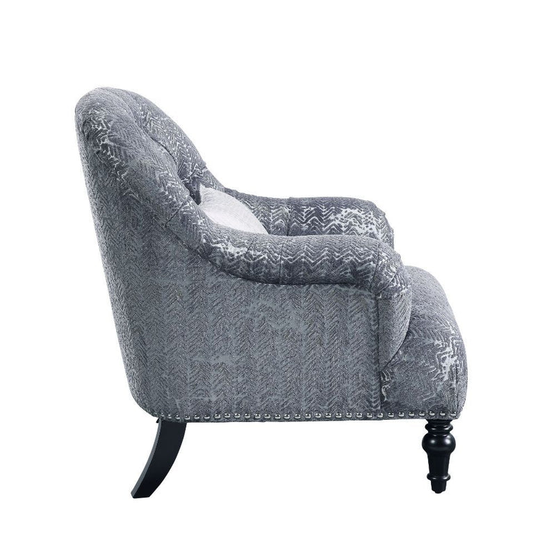 Gaura - Chair With Pillow - Dark Gray Velvet