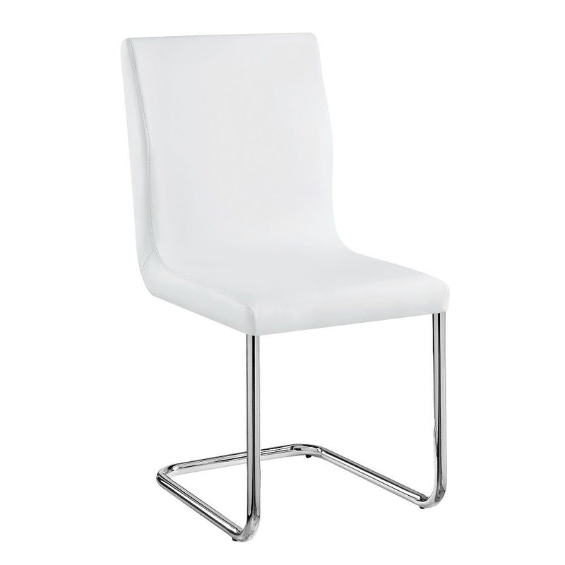 Palton - Side Chair (Set of 2) - White Synthetic Leather & Chrome
