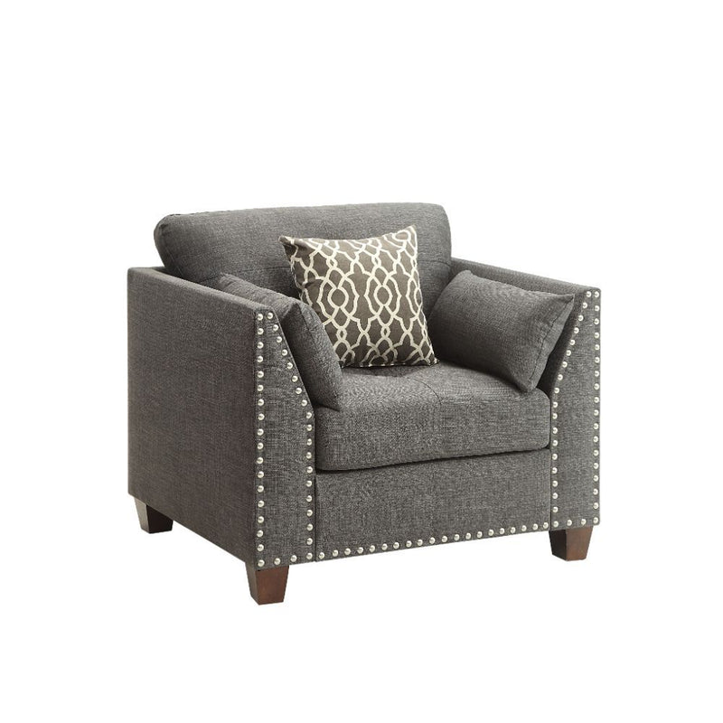 Laurissa - Chair With 3 Pillows - Light Charcoal Linen