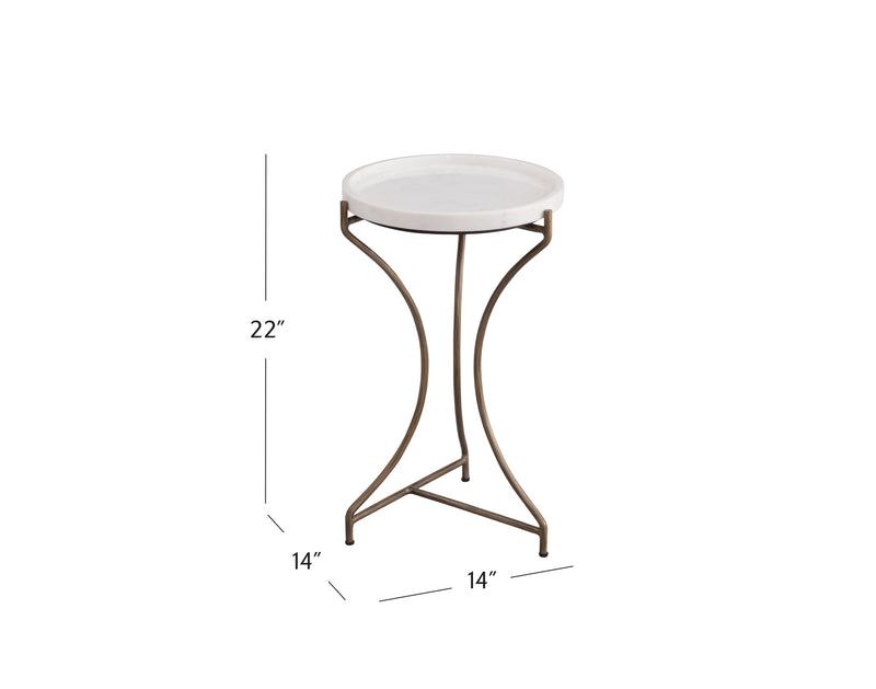 Mcgowan - Accent Table - Antique Brass / White Marble