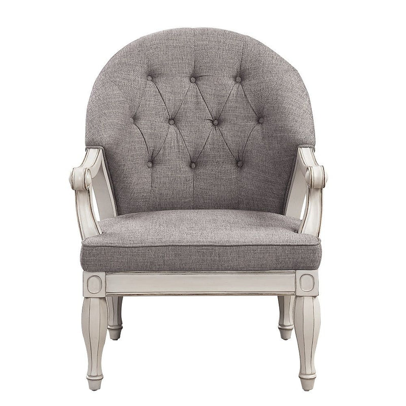 Florian - Chair - Gray Fabric & Antique White