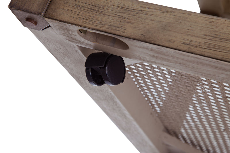 Calum - Cocktail Table - Driftwood Gray / Cane / Brushed Nickel