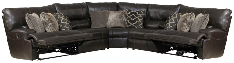 Como - 5 Piece Italian Leather Match Reclining Sectional