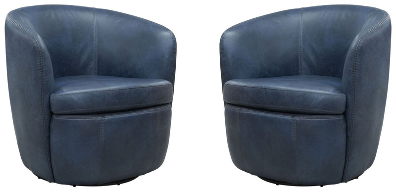 Barolo - 100% Italian Leather Swivel Club Chair (Set of 2)