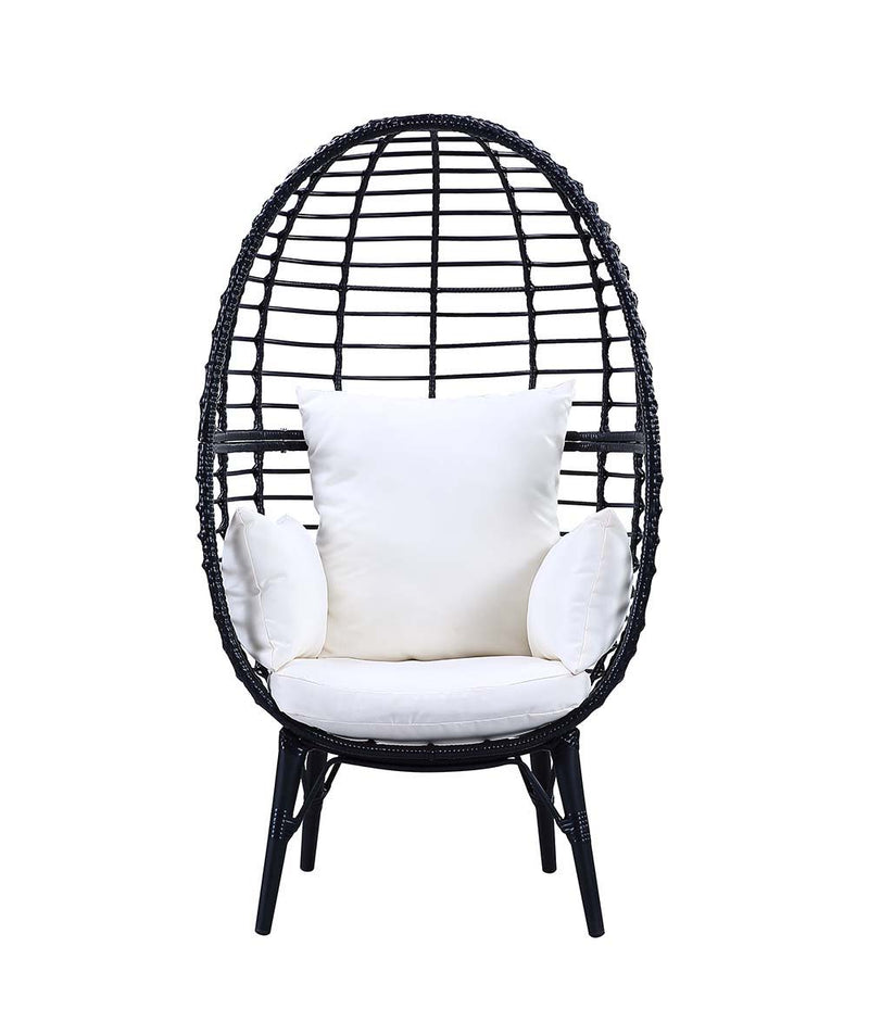 Penelope - Patio Lounge Chair - Light Gray Fabric & Black