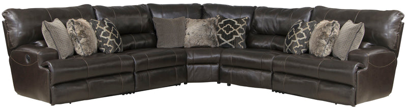 Como - 5 Piece Italian Leather Match Reclining Sectional