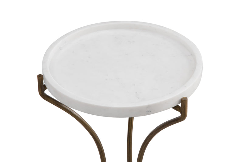Mcgowan - Accent Table - Antique Brass / White Marble