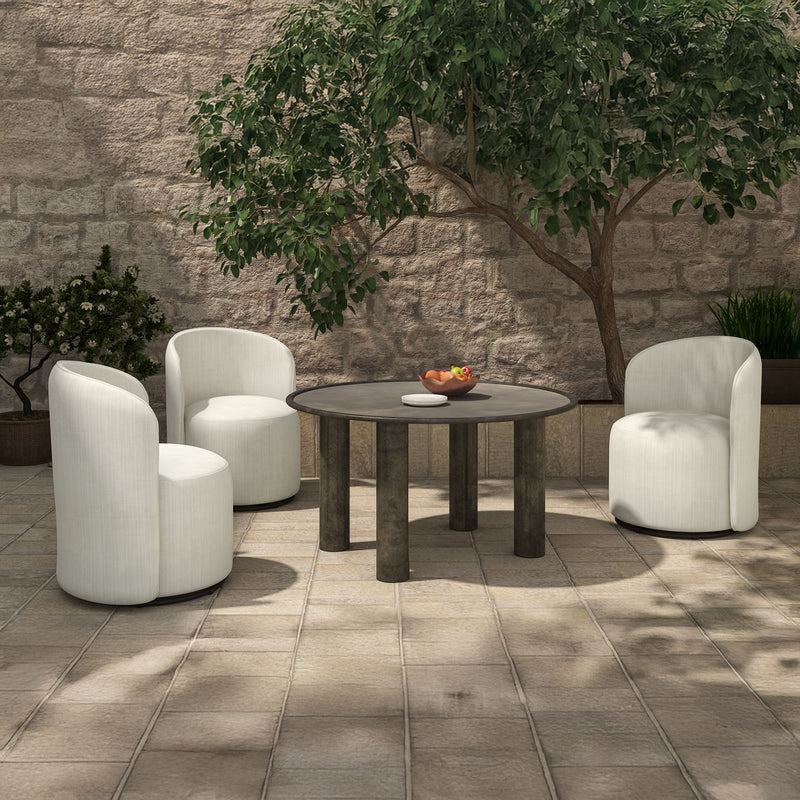 Sylvie - Outdoor Swivel Dining Chair - Cream