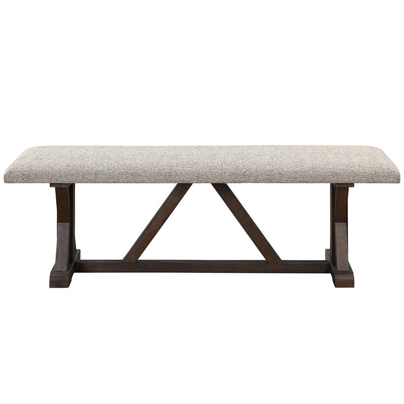 Pascaline - Bench - Gray Fabric, Rustic Brown & Oak