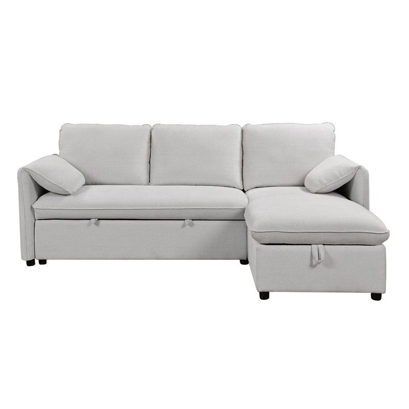 Yaroslav - Reversible Sectional Sofa With Sleeper & Storage - Cream Chenille