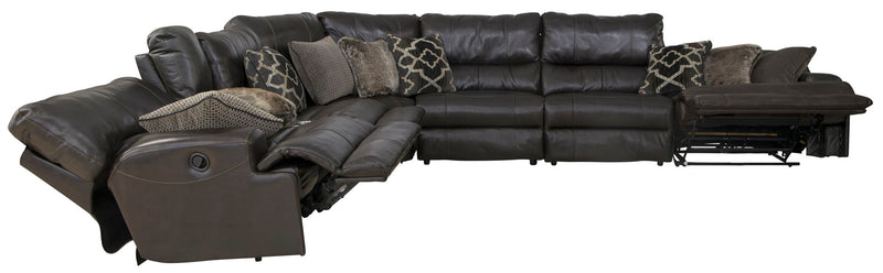 Como - 7 Piece Italian Leather Match Reclining Sectional