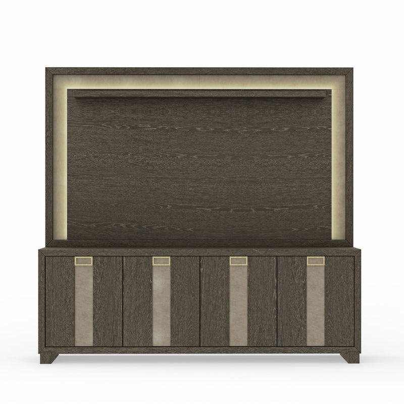 Ascent - 90" TV Console With Hutch And Back Panel - Dark Chocolate