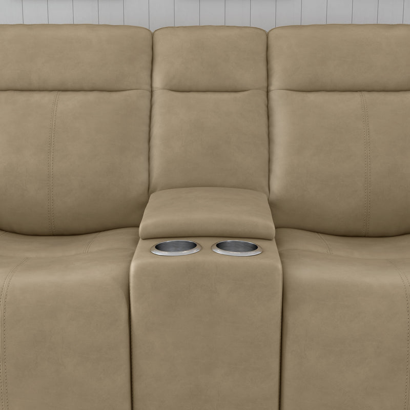 Odell - Power Reclining Loveseat With Console, Power Headrests & Lumbar - Stone