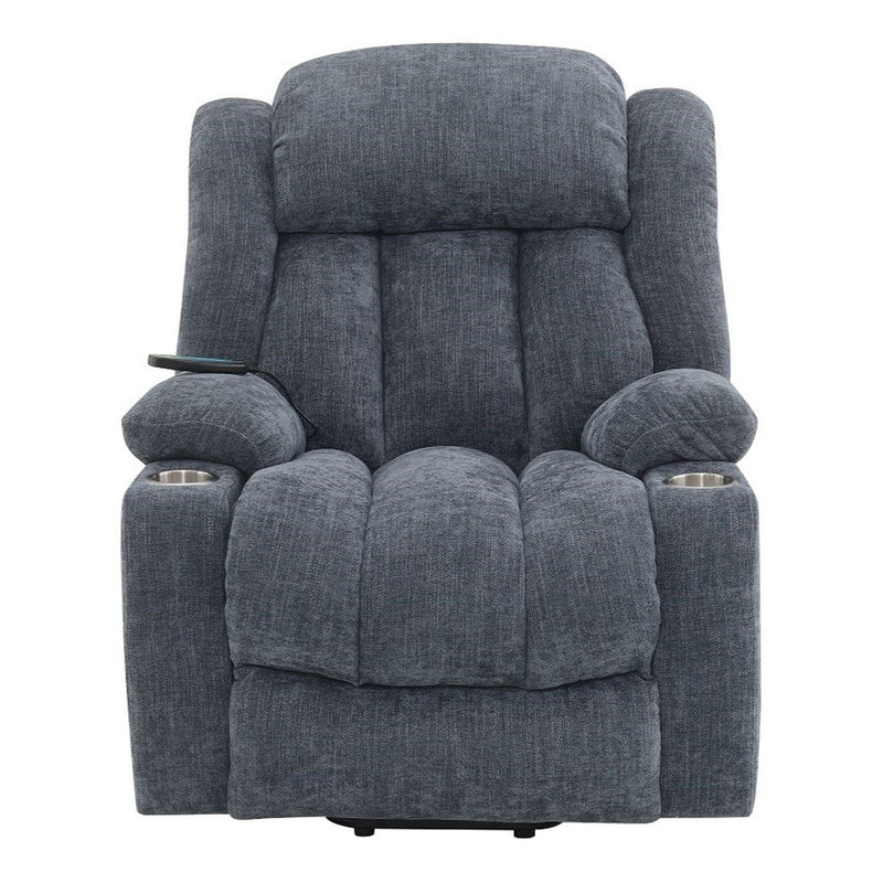 Omarion - Power Recliner With Lift, Heating & Massage - Blue Chenille