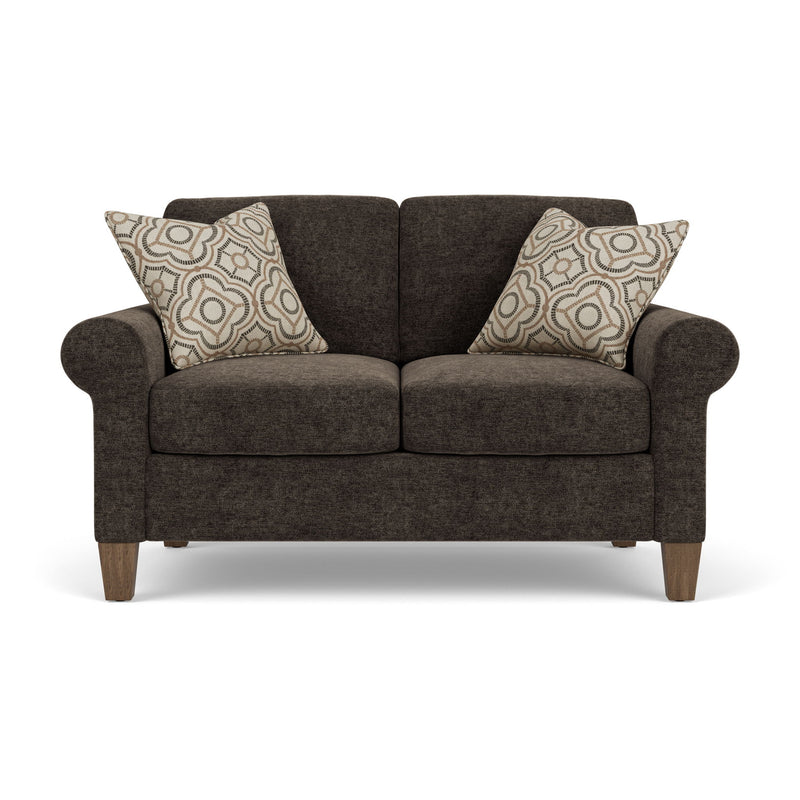 Moxy - Fabric Loveseat, Curved Sock Arms