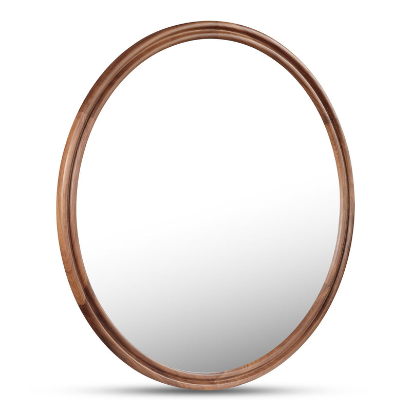 Alcott - Round Accent Mirror Large - Dark Brown