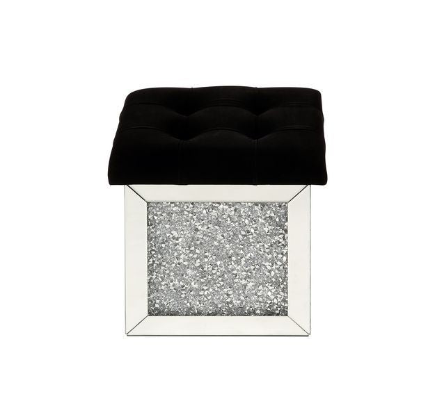 Noralie - 16" Ottoman With Storage - Mirrored & Faux Diamonds
