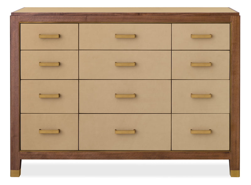 Melange - Zurich Accent Drawer Chest - Beige / Medium Walnut