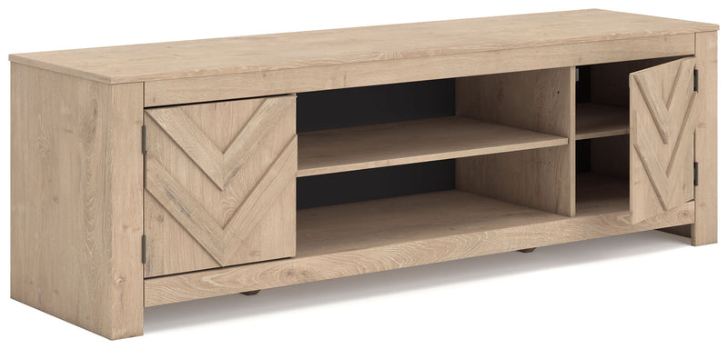 Cayboni - LG TV Stand With Fireplace Option - Tan