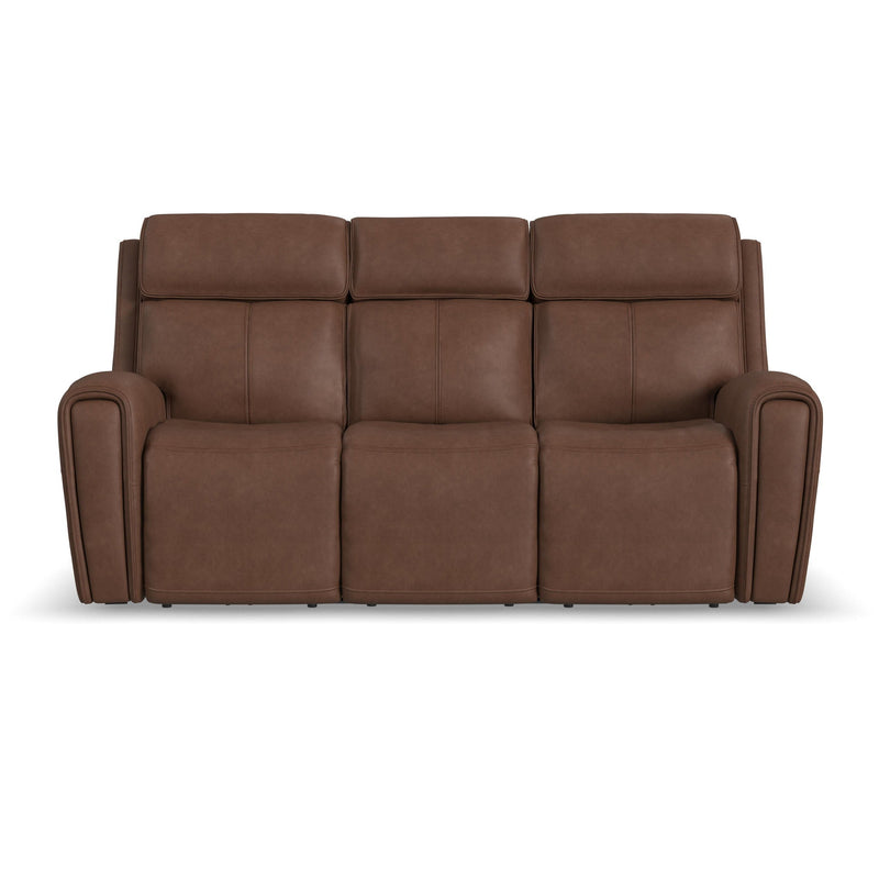 Warren - Power Reclining Sofa With Console, Power Headrest & Lumbar - Dark Brown