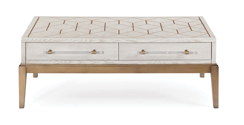 Perrine - Rectangle Cocktail Table - White / Gold