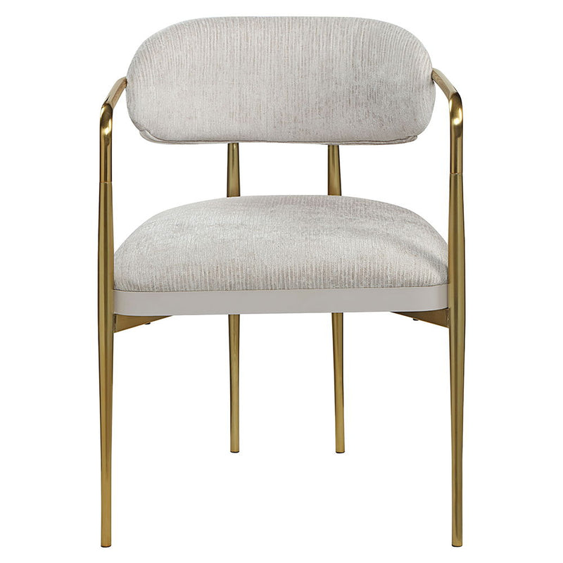 Zayn - Arm Chair (Set of 2) - Beige Chenille & Gold