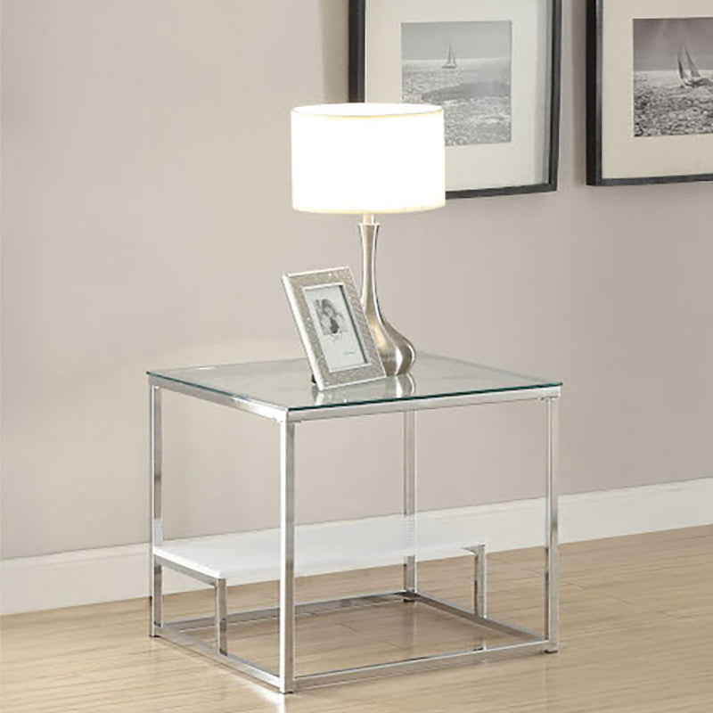 Ruben - End Table - Clear Glass & Chrome