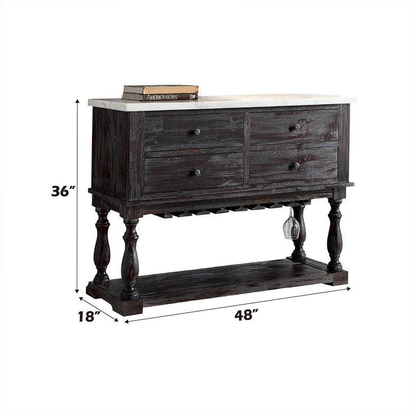 Gerardo - Server - White Marble Top & Weathered Espresso